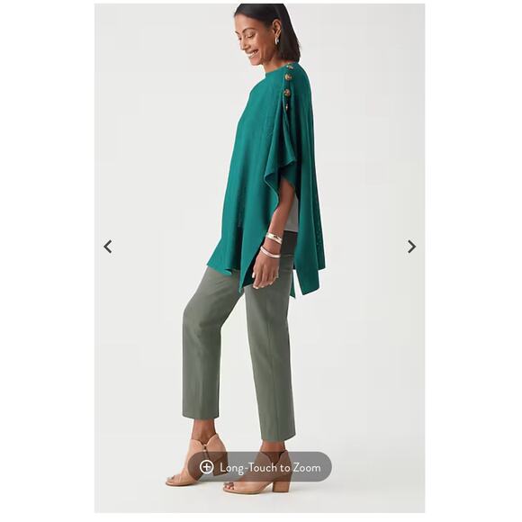 J Jill Women's Rib-Knit Two-Way Poncho Wool Blend Cape S-L Oceanside Buttons - Picture 3 of 8